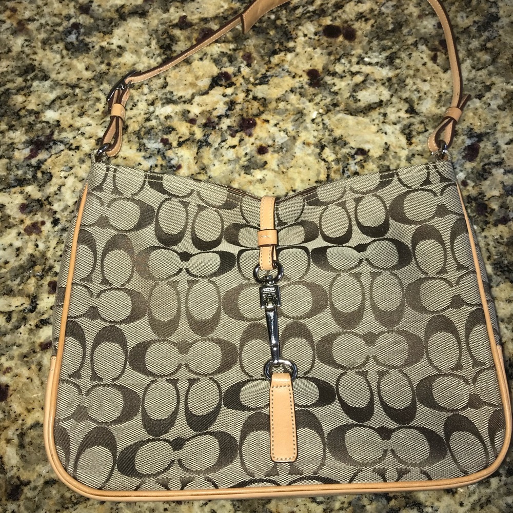 Coach Tan Jacquard Purse